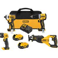 Ensemble de quatre outils combin&eacute;s sans fil et sans balai XR, Lithium-ion, 20 V OSI Industrial Sales