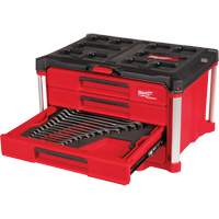 60-Piece Metric & SAE Combination Wrench Set with PACKOUT 4 Drawer Tool Box, 16-3/10" x 22-1/5" x 14-3/10", Black/Red OSI Industrial Sales