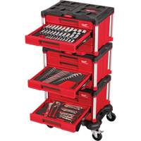 Ensemble maître de 366 outils &agrave; main pour m&eacute;caniciens avec tiroirs PACKOUT et diable, 16-3/10" x 22-1/5" x 48-5/8", Noir/Rouge OSI Industrial Sales