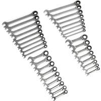 72-Tooth 12 Point Standard & Stubby Wrench Set, Ratcheting Combination, 34 Pieces, Imperial and Metric OSI Industrial Sales