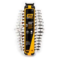 72-Tooth 12 Point Stubby Wrench Set, Ratcheting Combination, 14 Pieces, Imperial and Metric OSI Industrial Sales