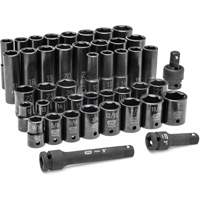 6 Point SAE/Metric Socket Set, 44 Pcs, Impact, 1/2" Drive Size, Deep OSI Industrial Sales