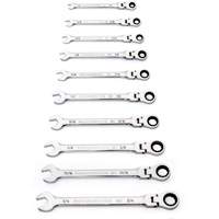 90-Tooth 12 Point SAE Wrench Set, Flex Head/Ratcheting Combination, 10 Pieces, Imperial OSI Industrial Sales