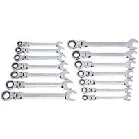 72-Tooth 12 Point Wrench Set, Flex Head/Ratcheting Combination, 14 Pieces, Imperial and Metric OSI Industrial Sales