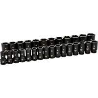 6 Point Metric Socket Set, 28 Pcs, Impact, 3/4" Drive Size, Deep OSI Industrial Sales