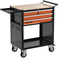 Utility Cart, 4 Drawers, Black/Orange OSI Industrial Sales