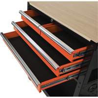 Utility Cart, 4 Drawers, Black/Orange OSI Industrial Sales