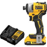 ATOMIC COMPACT SERIESMAX* Brushless Cordless Compact Impact Driver Kit, 1/4", 1700 in-lbs Max. Torque, 20 V, Lithium-Ion OSI Industrial Sales