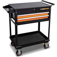 Utility Cart, 2 Drawers, 32-1/2" W x 42" H, Black/Orange OSI Industrial Sales