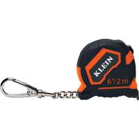 Keychain Tape Measure, 1/2" x 6'/2 m, 1/32''/0.79 mm Graduations OSI Industrial Sales