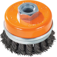 Knot-Twisted Wire Cup Brush with Ring, 3" Dia. x 5/8"-11 Arbor OSI Industrial Sales