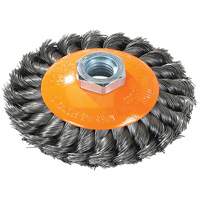 Brosse concave &agrave; fils nou&eacute;s torsad&eacute;s, Dia. 7", Fils 0,02", Arbre 5/8"-11, Acier OSI Industrial Sales