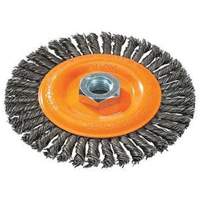 Brosse &agrave; fils nou&eacute;s pour cordons de soudure, Dia. 4", Fils 0,02", Arbre 5/8"-11, Acier OSI Industrial Sales