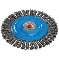 Brosse &agrave; fils nou&eacute;s pour cordons de soudure, Dia. 4", Fils 0,02", Arbre 5/8"-11, Aluminium/Acier inoxydable OSI Industrial Sales