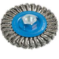 Brosse rotative &agrave; fils nou&eacute;s large, Dia. 4-1/2", Fils 0,02", Arbre 5/8"-11, Aluminium/Acier inoxydable OSI Industrial Sales
