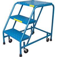 Rolling Step Ladder, 3 Steps, 18" Step Width, 28" Platform Height, Steel OSI Industrial Sales