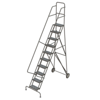 Steel Rolling Ladder, 10 Steps, 16" Step Width, 100" Platform Height, Steel OSI Industrial Sales