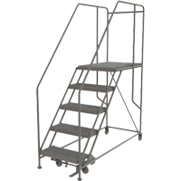 Mobile Work Platform, Steel, 5 Steps, 50" H, 35" D, 24" Step, Serrated OSI Industrial Sales