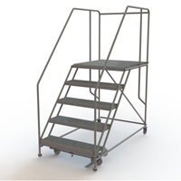 Mobile Work Platform, Steel, 5 Steps, 50" H, 36" D, 36" Step, Serrated OSI Industrial Sales