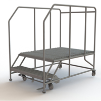 Mobile Work Platform, Steel, 2 Steps, 20" H, 48" D, 36" Step, Serrated OSI Industrial Sales