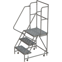Deep Top Step Rolling Ladder, 3 Steps, 16" Step Width, 30" Platform Height, Steel OSI Industrial Sales