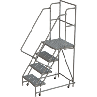 Deep Top Step Rolling Ladder, 4 Steps, 16" Step Width, 40" Platform Height, Steel OSI Industrial Sales