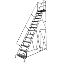Deep Top Step Rolling Ladder, 14 Steps, 24" Step Width, 140" Platform Height, Steel OSI Industrial Sales