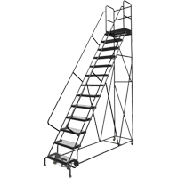Escabeaux roulants &agrave; dessus profond, 13 marches, Largeur de la marche 24", Hauteur de la plateforme 130", Acier OSI Industrial Sales