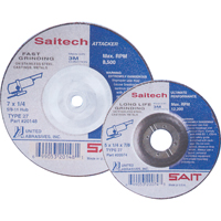 Saitech Ultimate Performance Grinding Wheel, 4" x 1/4", 3/8" Arbor, Aluminum Oxide, Type 27 OSI Industrial Sales