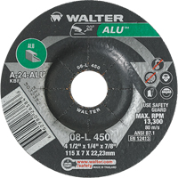 Aluminium Depressed Centre Grinding Wheels, 4-1/2" x 1/4", 7/8" Arbor, Type 27 OSI Industrial Sales