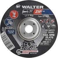 Zip Cutting and Grinding Wheel, 3" x 1/13", 3/8" Arbor, Type 27, 60 Grit, Aluminum Oxide OSI Industrial Sales