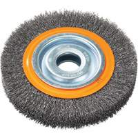Crimped Wire Bench Wheel Brush, 6" Dia., 0.0118" Fill, 1/2" - 1/4" Arbor OSI Industrial Sales