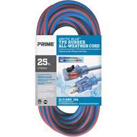 Arctic Blue TPE-Rubber Locking Extension Cord, All-Weather, SJEOW, 12/3 AWG, 15 A, 25' OSI Industrial Sales