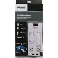 USB Charging Surge Protectors, 8 Outlets, 2400 J, 1875 W, 6' Cord OSI Industrial Sales