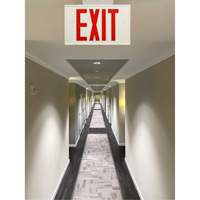 Exit Sign, LED, Battery Operated/Hardwired, 12-1/5" L x 7-1/2" W, English OSI Industrial Sales