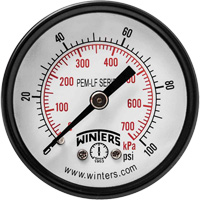 Economy Pressure Gauge, 2" , 0 - 100 psi, Back Mount, Analogue OSI Industrial Sales